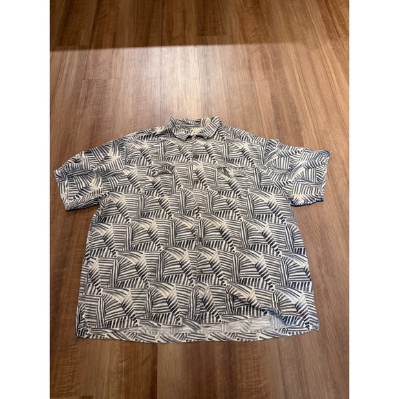 Tommy Bahama Other - Tommy Bahama Button Down Mens 3XL Grey Silk Cotton Abstract Geometric Shirt